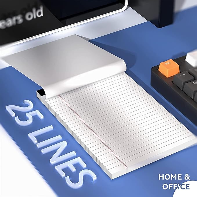 5" x 8" Note Pads 6 Pack of Legal Pads 30 Sheets Notepad College Ruled Small Writing Pads Perforated Pages Paper Pads 80GSM Heavyweight Paper Note Pads for Home, Office, or School