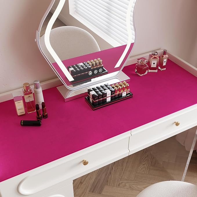 CRE8TIVE 12"x80" Hot Pink Felt Drawer Liner Sheets Self Adhesive Velvet Flocking Liner for Jewelry Drawer Box Lining Velvet Wallpaper Peel and Stick Pink Contact Paper for Girls Bedroom Dressers Decor