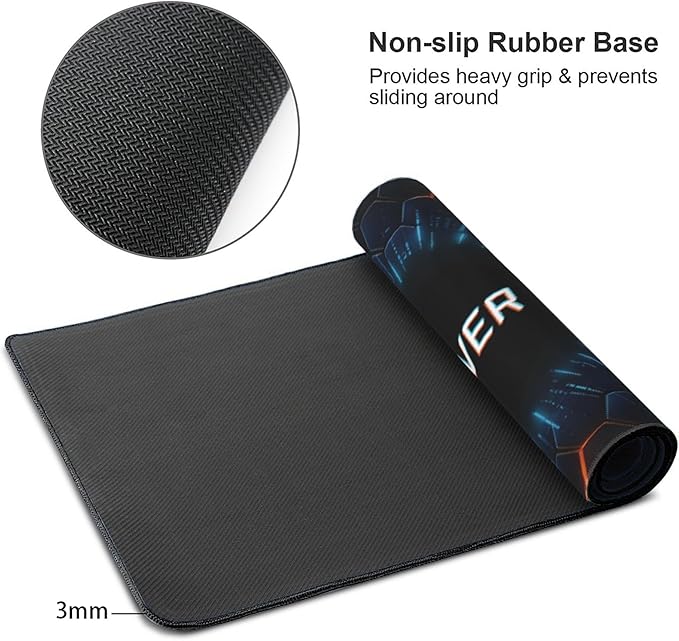 Hexagon Honeycomb Large Mouse Pad, Gaming Desk Mat, XXL Extended Keyboard Desk Pad, 35.4"x15.7" Non-Slip Rubber Base Big Mousepad with Stitched Edges for Home and Office