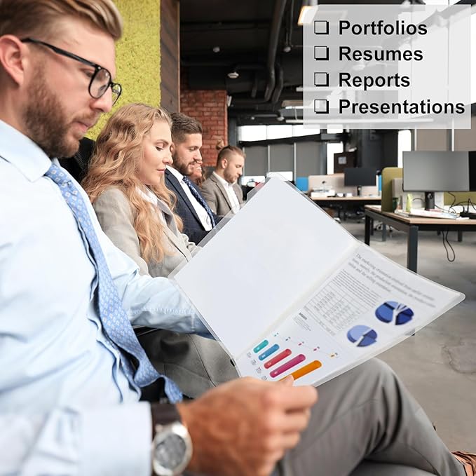 JOERSH 5Pcs Clear Report Covers with Sliding Bar, 40 Sheet Capacity Plastic Binder Paper Protector, Report Folders with Clear Cover for Resume File Documents, Black