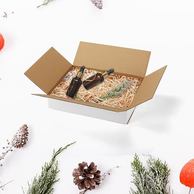 CRUGLA 9x6.5x2 White Shipping Boxes Set of 40, White Corrugated Cardboard Boxes for Small Business Shipping Mailing Packing