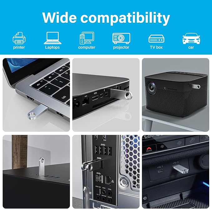 ABLAZE 8GB Flash Drive 20 Pack, Metal USB 2.0 Thumb Drives with Keychains USB Sticks Pendrives (Sliver)