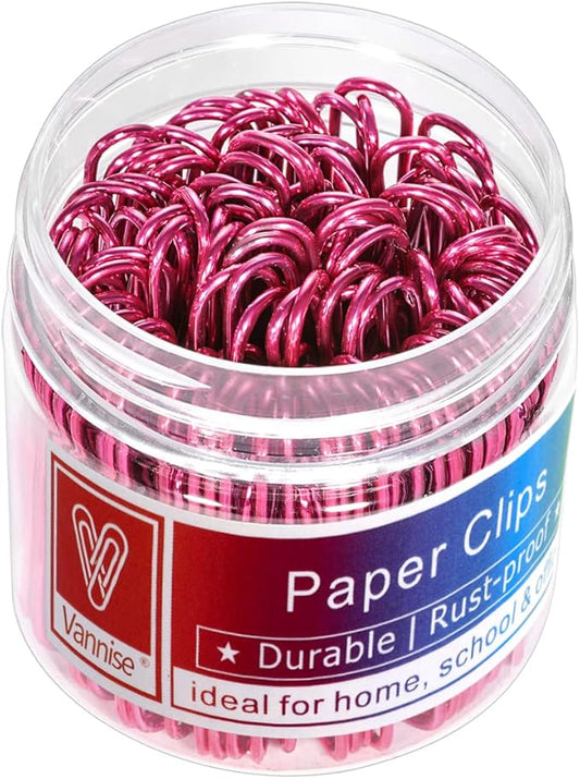 PaperClips, 100PCS 2" Large Paper Clips(50MM) in Recyclable Container, Big PaperClips with Vinyl Coated, Jumbo Paper Clip Great for Home, School and Office, PVC Free Pink PaperClips