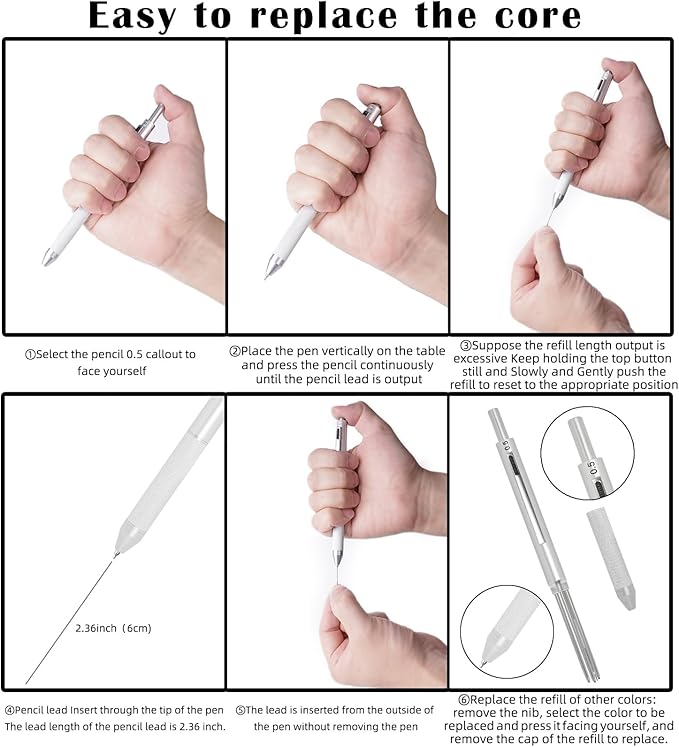 4 in 1 Multi Function Refillable and Retractable Multi Color Pen,Black Red Blue Ballpoint Pen and 0.7mm Multicolor Pencil, Multicolor Pen Gift for Journaling (Pink)