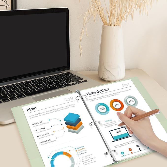 SUNEE 3 Ring Binder 2 Inch 4 Pack, Clear View Binder Three Ring PVC-Free (Fit 8.5x11 Inches) for School or Office Supplies, Neutral Aesthetic