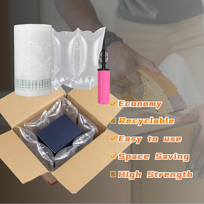 Air Pillows for Shipping with Pump Packaging Air Bags 300 Count Inflatable Packing Materials for Moving Shipping Supplies Box Filler, Purse Stuffers for Shape 4.72" x 9.84", 118 ft