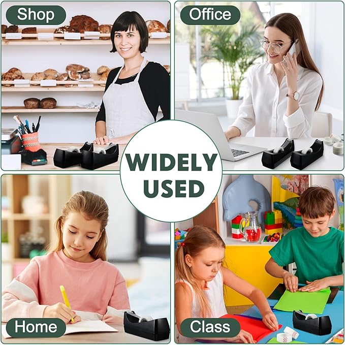 Yahenda 10 Pack Desktop Tape Dispenser Non Skid Base with Transparent Invisible Tape and Replacement Cores for Wrapping Home School Office Supplies