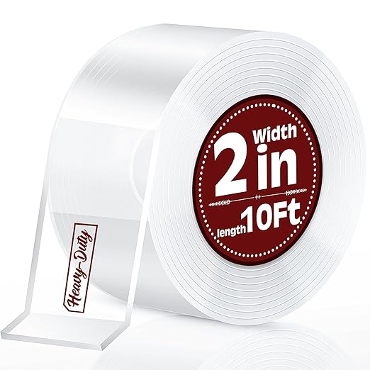 2In x 10Ft Heavy Duty Double Sided Tape, Removable Nano Tape, Transparent Multipurpose Mounting Tape for Home and Office