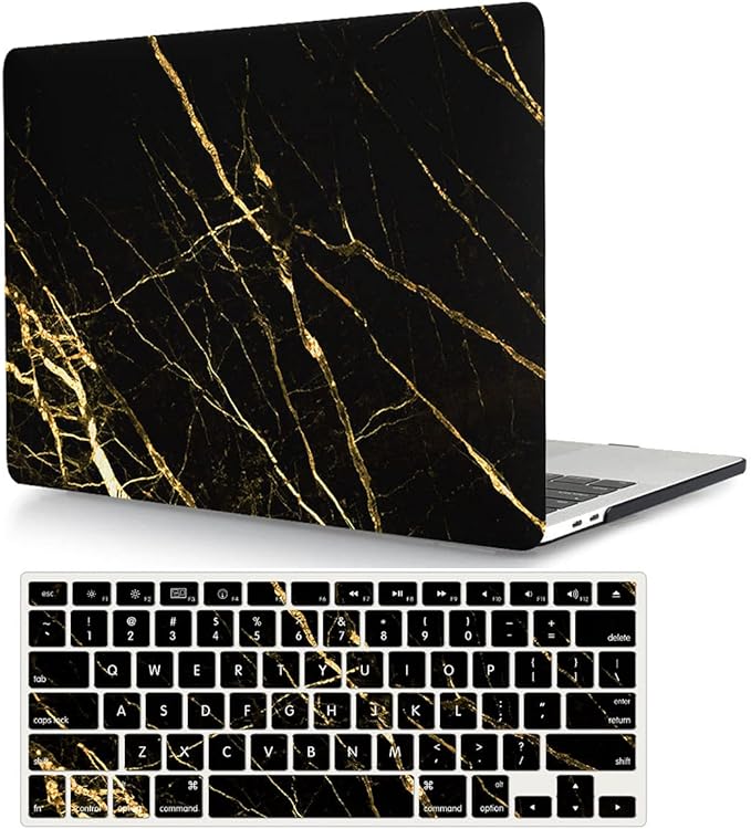 Case Compatible with MacBook Pro 16 Inch 2021 M1 Pro/Max Model A2485, Protective Plastic Laptop Hard Shell Case with Keyboard Cover Skin for MacBook Pro 16'' with Touch ID - Black Marble