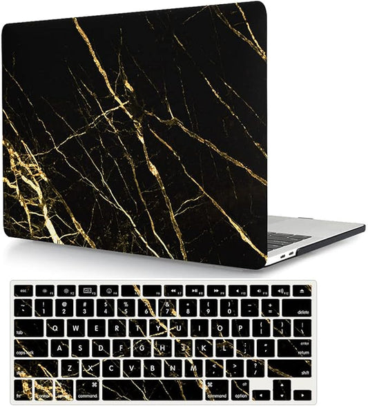 Case Compatible with MacBook Pro 16 Inch 2021 M1 Pro/Max Model A2485, Protective Plastic Laptop Hard Shell Case with Keyboard Cover Skin for MacBook Pro 16'' with Touch ID - Black Marble