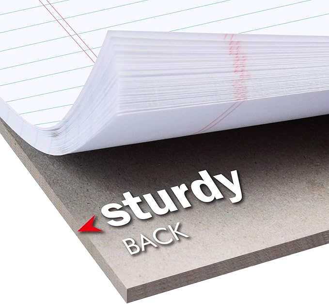 KAISA Thick Legal Pad Small Writing Pads, 5“x8” Legal Pad Narrow Ruled With Rigid Chipboard Back Support, 50sheets Perforated 20lb Recycled Paper Pads, Canary 12pad, KSU-6948