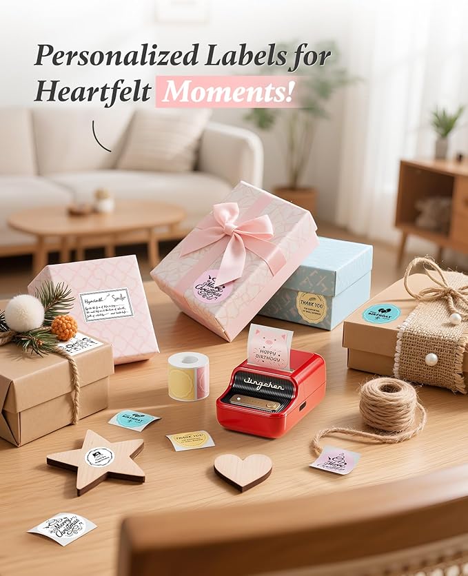 NIIMBOT B21 Label Printer,Bluetooth Thermal Label Maker,Ideal for Home Organization,Business,Ofice,50x30mm Labels,230Pcs(Red)