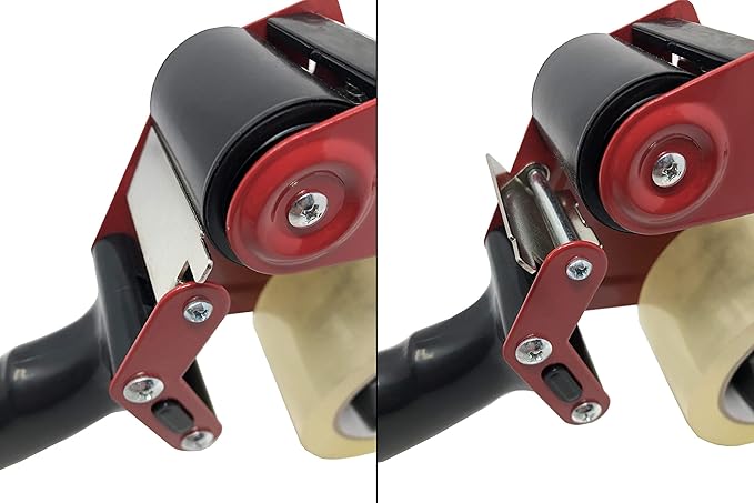 Clipco Premium Tape Dispenser Gun with Retractable Safety Blade and Tape Included (Pack of 3) (Red-Black)