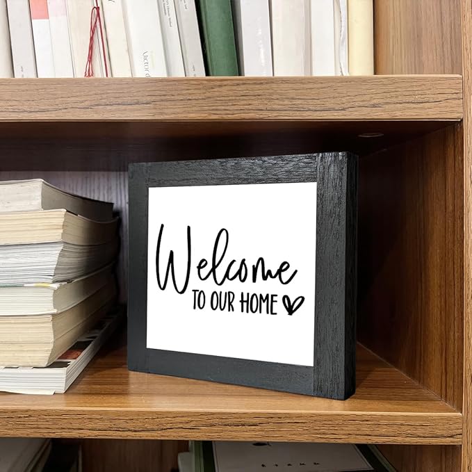 Welcome Sign, Wooden Box Signs for Home Decor, Farmhouse Decor for Entryway, Front Door Decors, Porch Decors, Housewarming Tabletop sign, Welcome To Our Home (C4)