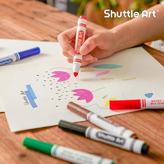Shuttle Art 264 Pack Washable Markers, 12 Assorted Colors Broad Line Conical Tip Large Markers Bulk with a Box, Bonus Caps, Home Classroom School Supplies for Toddlers Kids Adults Students Teachers