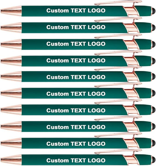 Custom Engraved Ballpoint Pens Bulk, Personalized with Name/Logo, Black or Blue Ink, Smooth Writing for Office, School, Business, Church, Reunion 20 Pcs Green