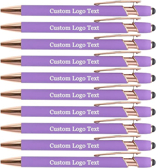 Custom Engraved Ballpoint Pens Bulk, Personalized with Name/Logo, Black or Blue Ink, Smooth Writing for Office, School, Business, Church, Reunion 100 Pcs Violet