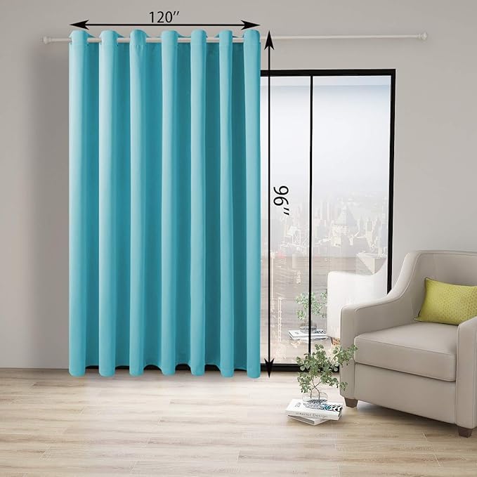 BONZER Extra Wide Room Divider Curtain Total Privacy Wall Noise Reducing Blackout Curtains for Apartment, Studio, 96L x 120W Inch (8L x 10W ft), 1 Panel, Teal