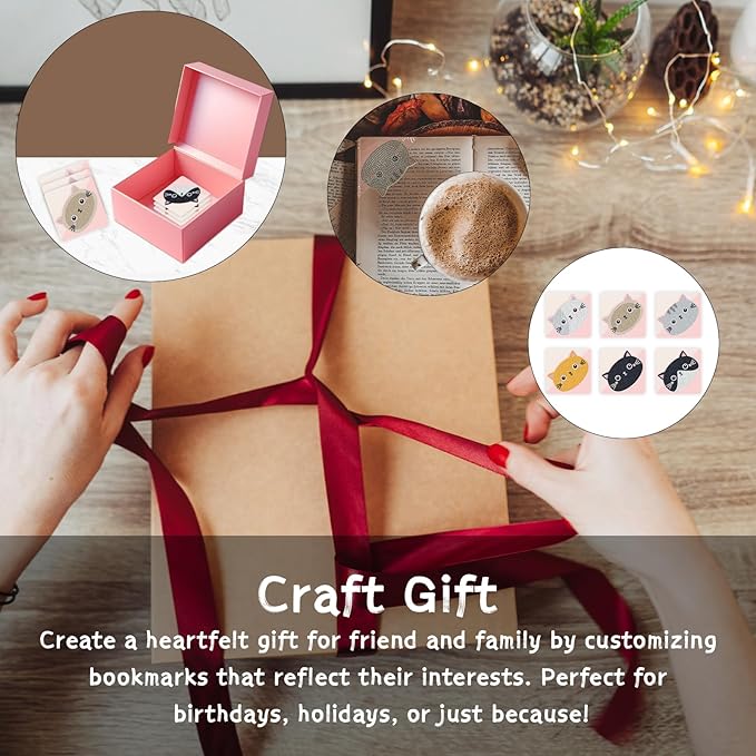 6 PCS Diamond Art Bookmarks, Cute Cat Diamond Painting Bookmarks for Book loverss DIY Bookmark Corner for Adults Beginner Craft Gift