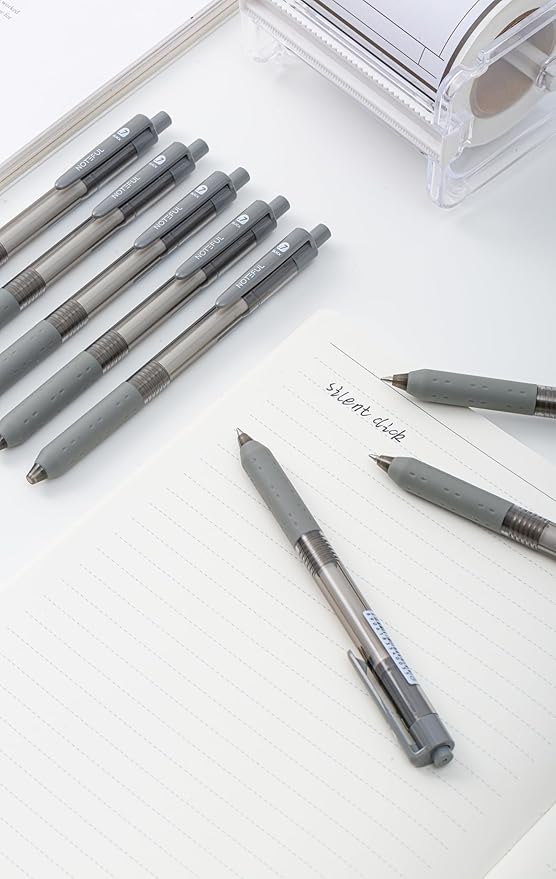 Retractable Silent Click Gel Pens For Journaling, Smooth Writing, Black Gel Ink Medium Point Pen (0.7 mm), Pack of 8