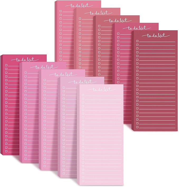 Censen 10 Pack 500 Sheets To Do List Notes Daily Checklist Notepads with 50 Sheets Each Undated Color Memo Pad Block Shopping List Pad Weekly Plan Notepad Organizer Planners (Gradient Pink,Lined)