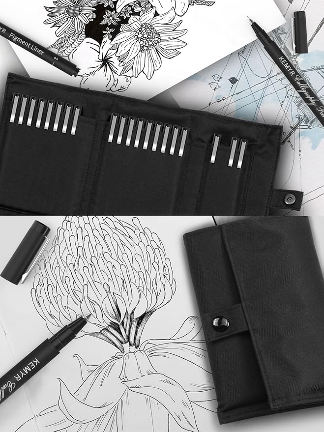 Micro Fine liner Drawing Art Pens Calligraphy Pens: 22 Size Art supplies Waterproof Archival Black Ink Markers For Artists,Use for Professional Watercolor,Sketching,Anime,Manga,Zentangle