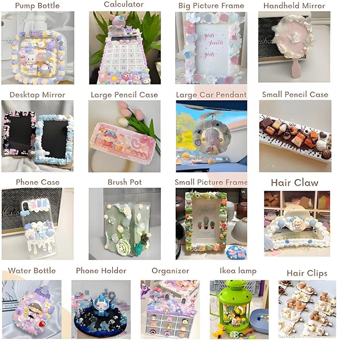 BoFUN Whipped Cream Glue Clay DIY Making Art Craft Kit with Piping Tip for Handmade Phone Case Mirror Jewelry Accessories Homemade Decoration (White/Light Purple)