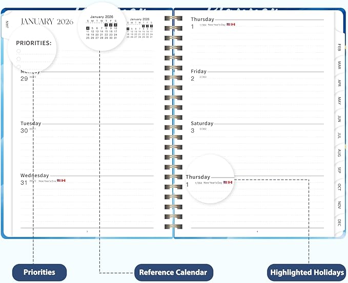 2026 Planner, Weekly and Monthly Calendar Planner Agenda, Jan 2026 - Dec 2026, Planning Academic Book, Office Desk Accessories and School Supplies - A5 (6.3'' x 8.5'')