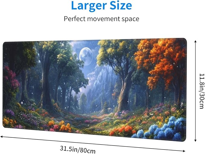 Tree Flower Mouse Pad 31.5 X 11.8 Inch Big Desk Rubber Base Stitched Edges Keyboard Pad XXL Mouse Mat for Home Game and Office