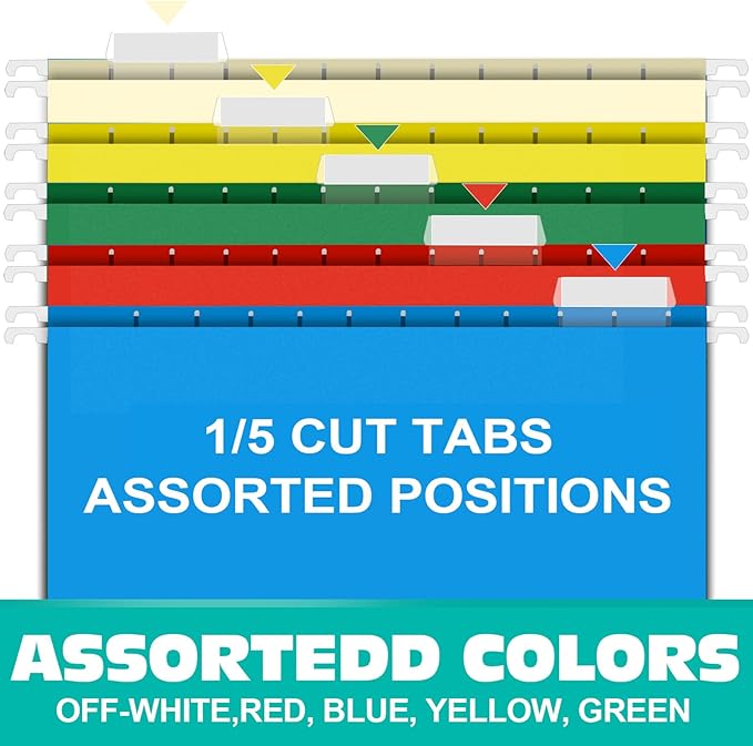 HERKKA Extra Capacity Legal Size Hanging File Folders, 30 Pack Reinforced Legal Size Hanging Folders with Heavy Duty 1 Inch Expansion, Designed for Bulky Files, Medical Charts, Assorted Colors