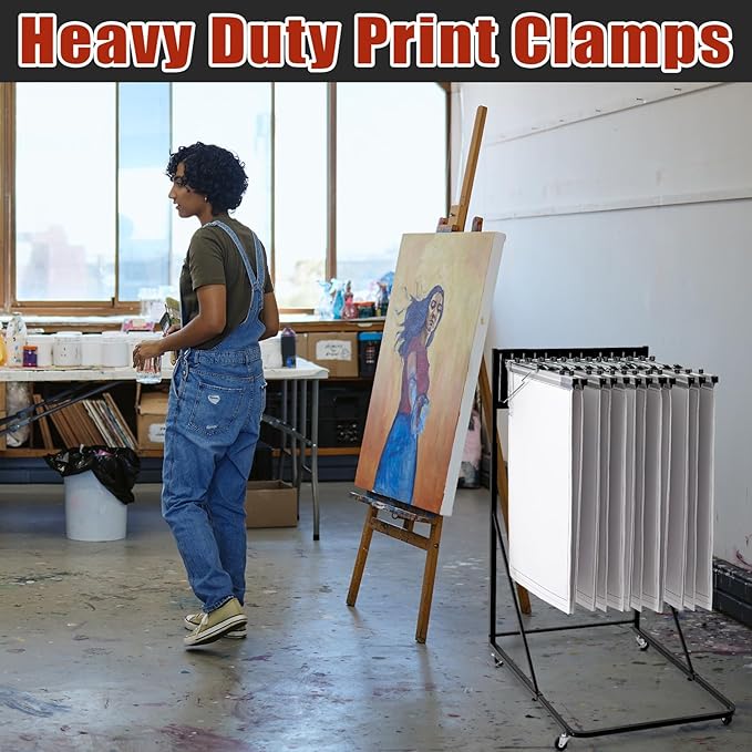 Estune Blueprint Hanging Clamps Binding Strips Storage for Construction Paper Poster Plans Drawings Arts (6, 30 Inches)