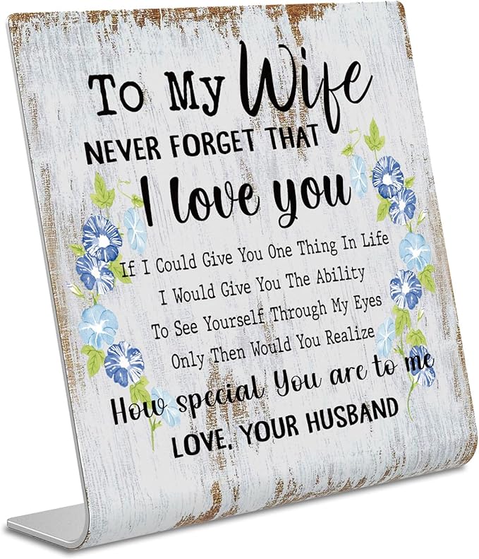 XUV66 To My Wife Sign Plaque - Romantic Gift for Wife - Wedding Anniversary, Birthday, Christmas, Valentine's, Mother's Day from Husband - 4 x 4 inch