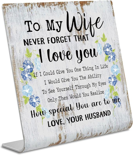 XUV66 To My Wife Sign Plaque - Romantic Gift for Wife - Wedding Anniversary, Birthday, Christmas, Valentine's, Mother's Day from Husband - 4 x 4 inch