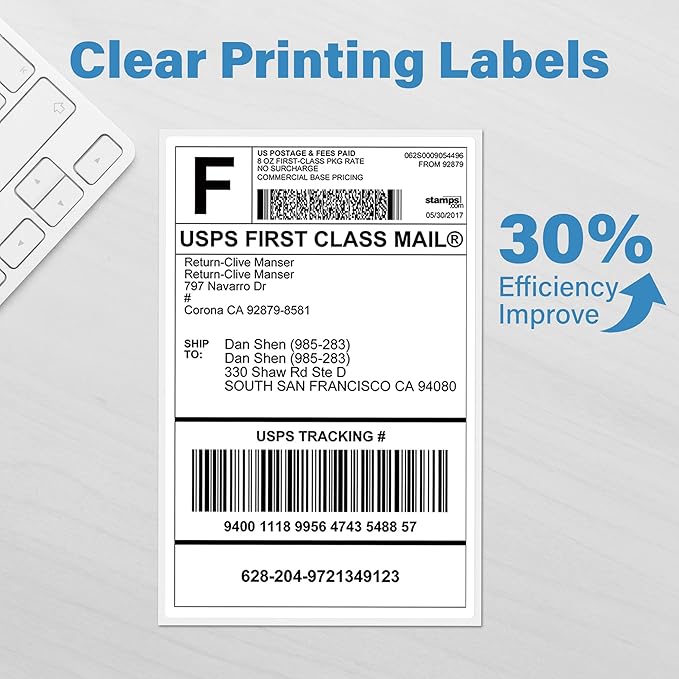 LotFancy 4x6 Thermal Labels, 3600 Shipping Labels Fanfold, 2 Stacks (1800 PCS per Stack), Perforated Mailing Postage Label, Permanent Adhesive, Address Label Compatible with Zebra, Rollo, Munbyn