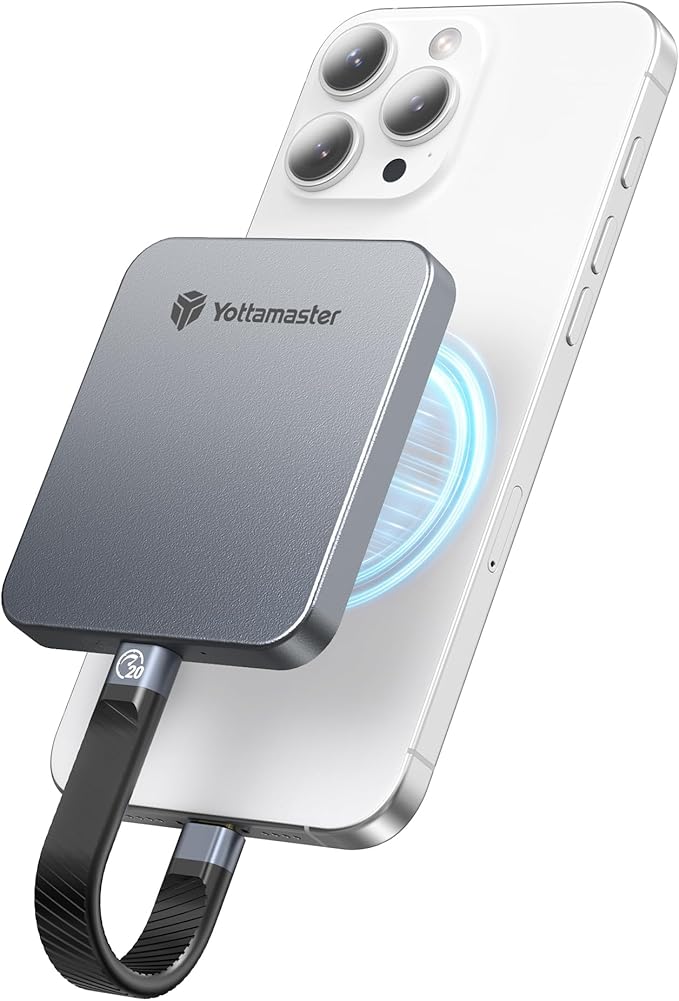 Yottamaster 512GB Magnetic External SSD, Up to 2000MB/s USB 3.2 Gen 2x2 Portable Solid State Drive, Supports 4K ProRes HDR Compatible with iPhone 16/15 Pro Max, Smartphone, Tablet, Laptop