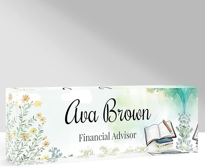Custom Name Plate for Desk, Personalized Acrylic Office Name Sign with Name & Title, Elegant Desk Decor for Women Men, Employee Appreciation Gift (Teacher-4)