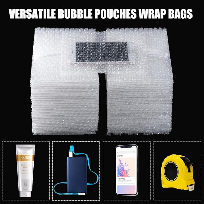 300PCS Clear Bubble Out Bag 6" x 6", Small Bubble Pouches Wrap Bags, Double Wall Shockproof Bubble Pouches Packaging Bags Cushioning Protective Bag for Moving, Shipping, Packing and Storage