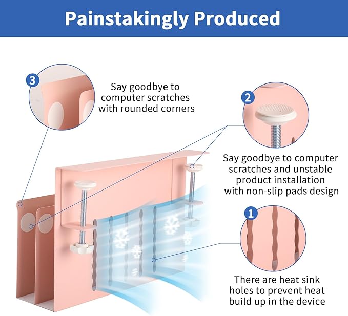 LUKETURE Desk Side Storage, 2 Tier Steel Hanging Organizer, No Drill Side Desk Organizer, Laptop Holder, with Pen Holder, Hanging Table Storage for Office Home, Fits Flat Edge Tables 0.3" to 2.8"