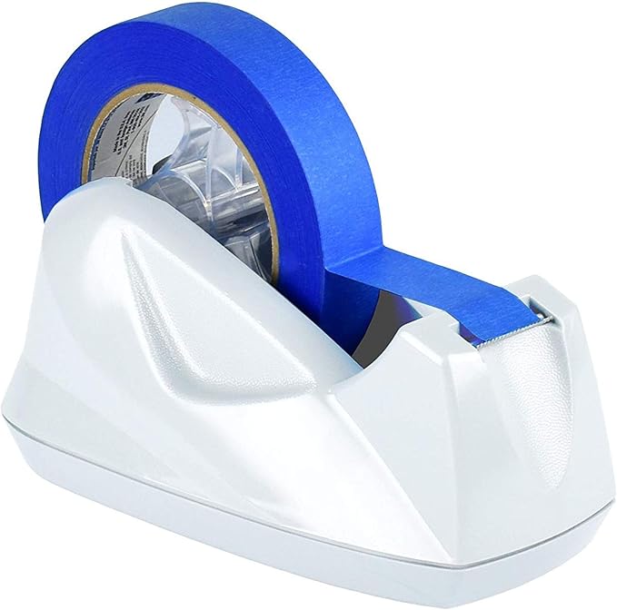 Acrimet Premium Desktop Tape Dispenser Jumbo, Plastic, Non-Skid Base (Heavy Duty) (White Color)