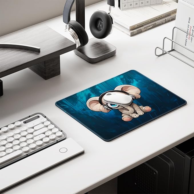 Auhoahsil Mouse Pad, 12 x 10 in Animals Theme Computer Mouse Pad for Desk, Premium-Textured Non-Slip Rubber Stitched Edges Waterproof Square Mouse Mat for Gaming Work Wireless Mice, Elephant
