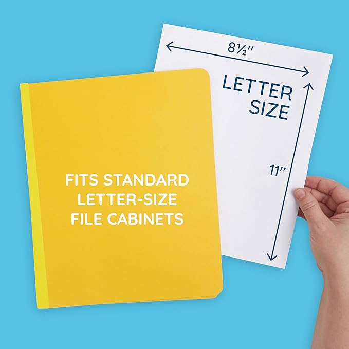10 Blue Summit Supplies Classification Folders, 1-Divider, Letter Size, Yellow, with 2 Inch Tyvek Expansions, Durable 2 Prong Design for Organizing Standard Medical Files & Office Reports, 10 Pack