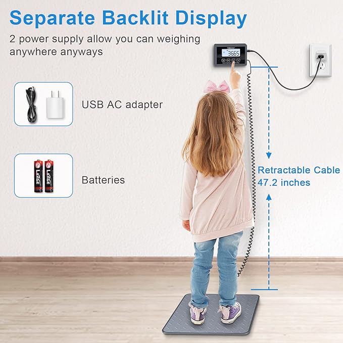 THINKSCALE Digital Shipping Postal Scale, 440 lb/1oz High Accuracy Postage Scale, Hold/Tare Function, Lightweight Scale for Packages/Luggage/Warehouse/Home, Commercial Weight Scale, Battery&AC Adapter