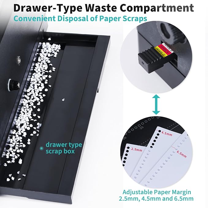 Binditek Spiral Binding Machine for Letter Size/A4/A5, Manual Round Hole Punch, Disengaging Pins, Adjustable Side Margin, with 100 pcs 5/16" Binding Coils, Pliers, PVC Covers & Power Adapter