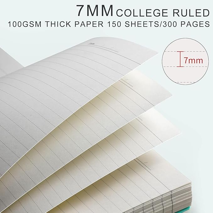 AHGXG Spiral Notebook - A5 Notebook College Ruled, Small 5.7" X 8.22", 300 Pages Thick Notebook Journal, 100GSM Lined Paper, Plastic Hardcover, for Work Office School Writing Notes, Sage Green