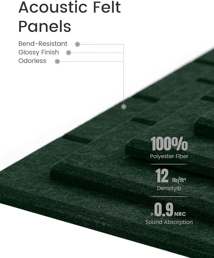 Large Felt Bulletin Board 48" x 36" Cork Board Alternative-12 Pack with 70 Safe Removable Adhesive Tabs, Cork Boards for Walls Cork Board for Home Office Classroom Pin Board (Aurora Green)