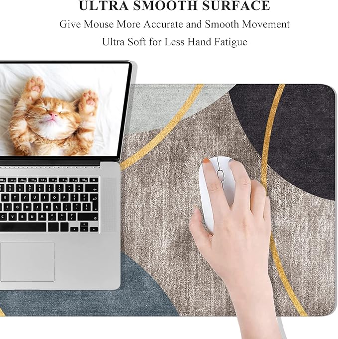 Desk Mat, 32" x 12" XXL Extended Large Gaming Mouse Pad, Desktop Decor Desk Pad, Cute Men Women Office Supplies and Accessories, XL Mouse Mat for Laptop & Keyboard, Abstract Art Circle