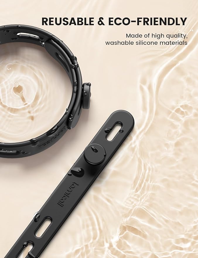 Lamicall 20Pack Silicone Cable Ties, Office Desk Organizer Accessories, Reusable Wire Ties Management with Lock Buckle, Adjustable Charger Cable Strap, Electrical Cord Keeper for Travel Essentials