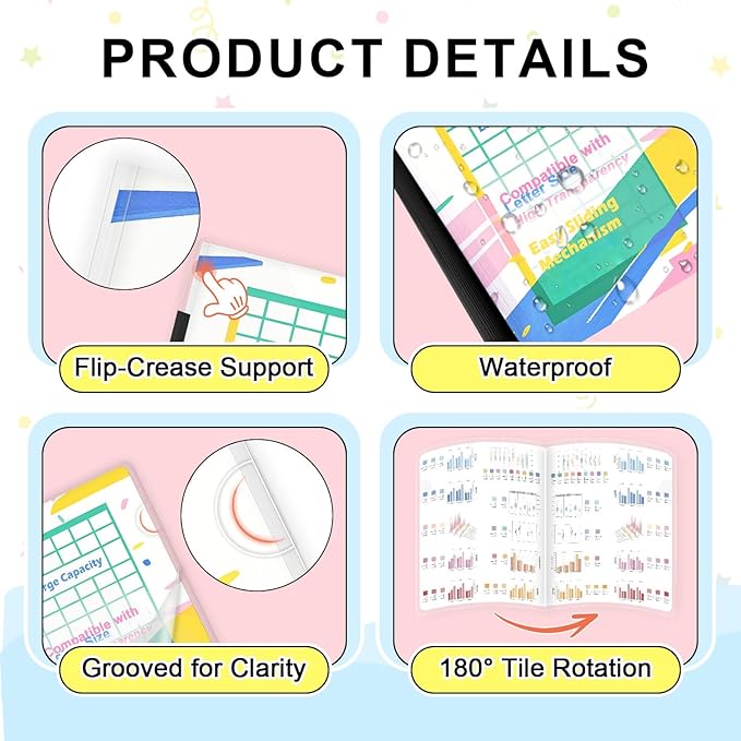 TOTiyea 100 Pack Letter Size Clear Report Covers with Sliding Bars, 5mm (25 Sheet Capacity) Sliding Bar File Folders, Black