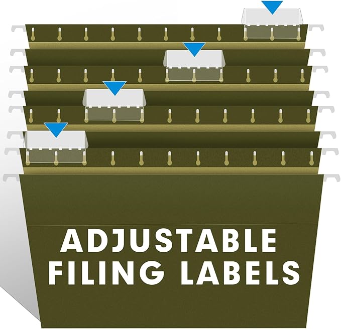 Extra Capacity Hanging File Folders, RAZCC 60 Pack Letter Size Reinforced Hanging Folders with Heavy Duty 2 Inch Expansion for Bulky Files, Filing Cabinet, Adjustable Tabs, Green