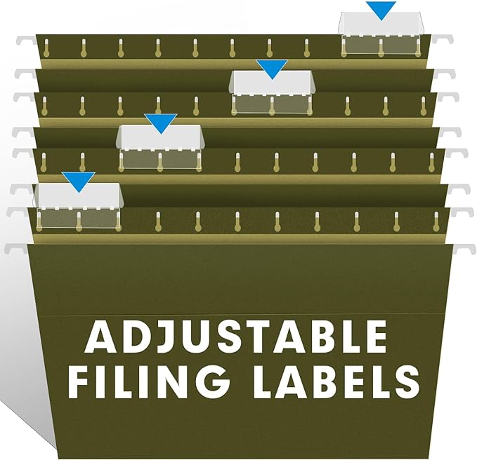 Extra Capacity Hanging File Folders, RAZCC 30 Pack Letter Size Reinforced Hanging Folders with Heavy Duty 1 Inch Expansion for Bulky Files, Filing Cabinet, Adjustable Tabs, Green